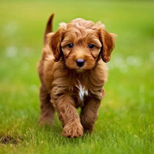 Cute Irish Doodle puppy, one of the cutest puppies to get for families seeking Hypoallergenic Small Dogs